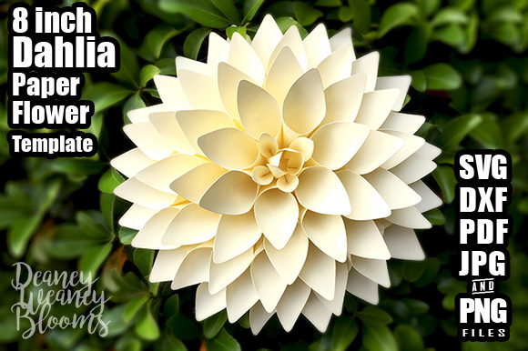 8-inch Dahlia Paper Flower Template for 3D SVG