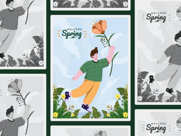 Cute Spring Cartoon with Flowers: Graphics and Illustrations Review