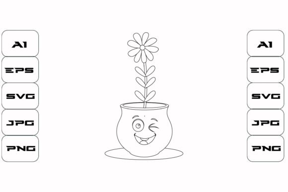 Kawaii Flowers Outline Graphics and Illustrations Review