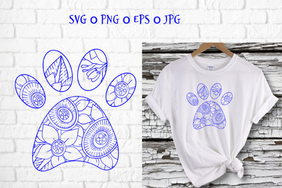 Silhouette of Dog Paw with Flowers: A Review for Graphics and Illustrations