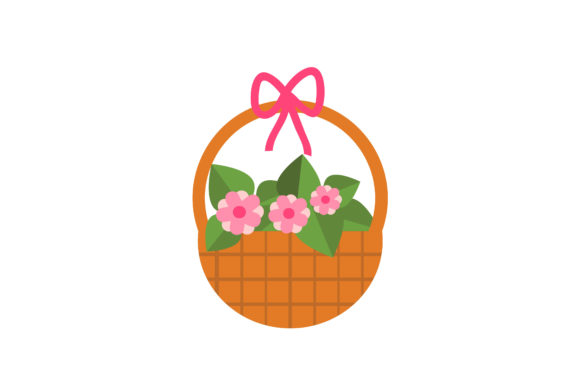 Spring Flowers Pink in Basket Vector Review