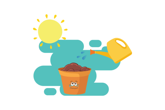Spring Kawaii Cute Watering the Flowers